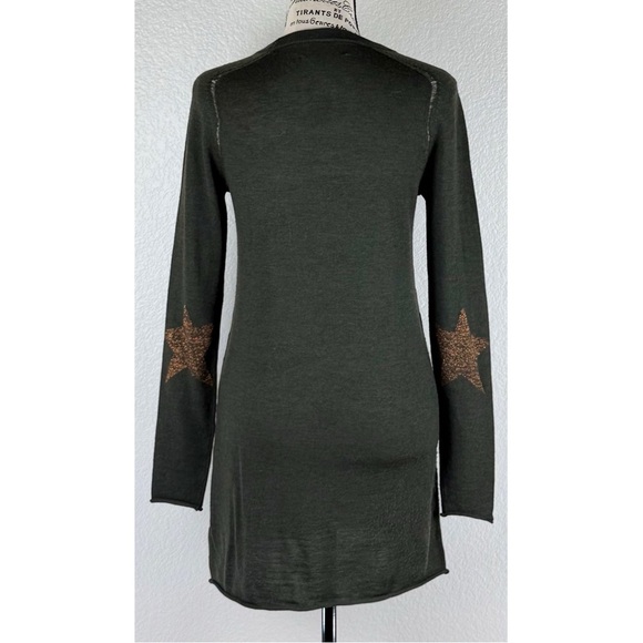 Zadig & Voltaire Roller Khaki Wool Dress with Glitter Star Elbow Patches Small - Picture 6 of 11